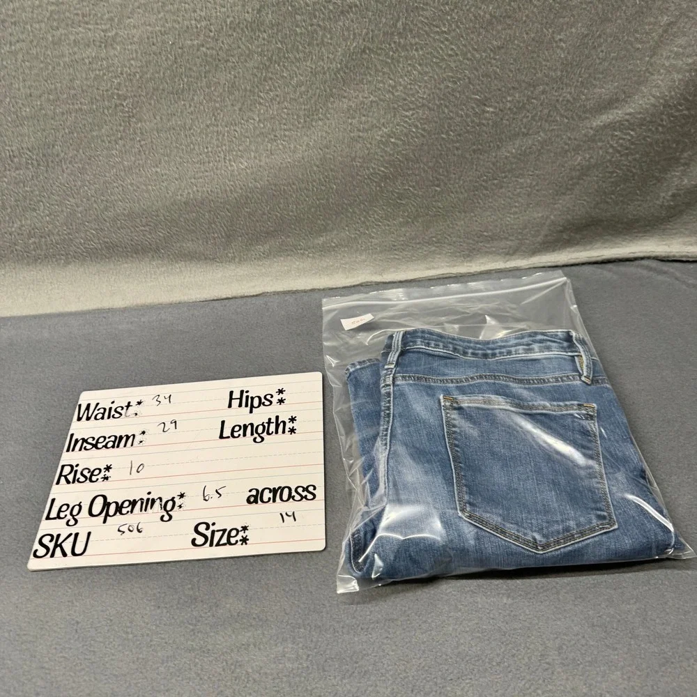 Athleta Jeans Womens 14 (34x29 ACTUAL) Sculptek Skinny Blue Denim Stretch